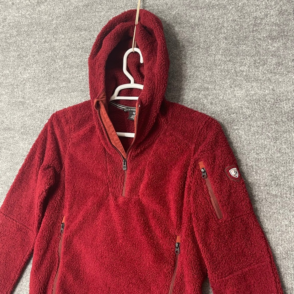 KUHL Red Fleece Hoodie Pullover Quarter Zip Women's Size Small Hiking Corpcore - Picture 1 of 10